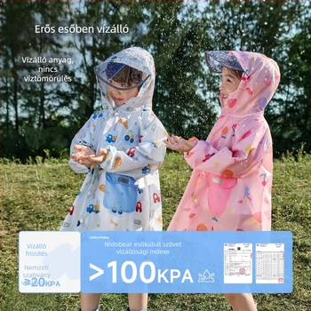 Nido Bear 2025 Gyermekek vízálló poncsó – könnyű iskolai esőkabát fiúknak és lányoknak