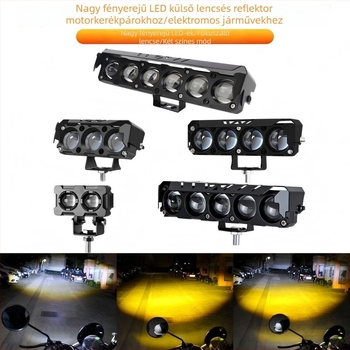 LED fényszóró motorkerékpárok és elektromos járművek számára, kettős színű sárga/fehér, magas- és alacsony fény, fél alumínium ház
