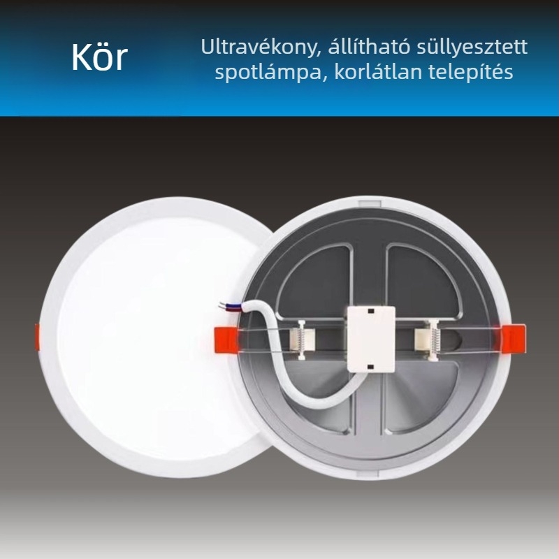 LED ultra vékony, állítható kivágású beépített kör alakú mennyezeti spotlámpa, otthoni folyosóhoz, antireflexiós fény