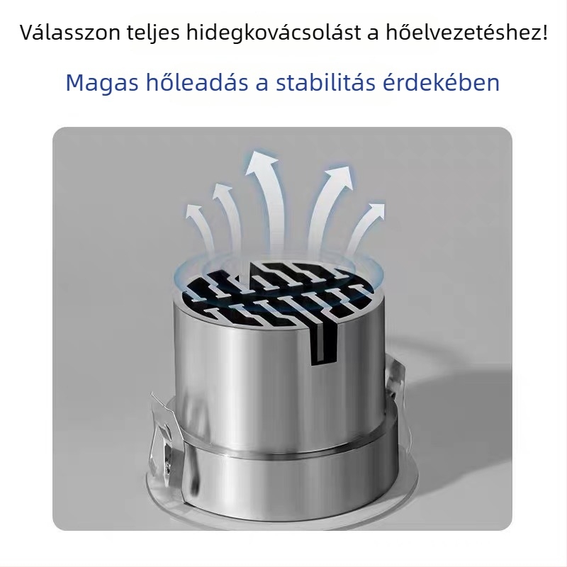 Beépített ívelt downlight, kör alakú, él nélküli mélykupolával, anti-glare, nappali mennyezeti világítás
