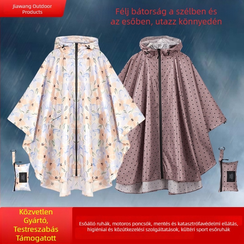 Női hordozható esőponcho kerékpározáshoz, túrázáshoz és hegymászáshoz — vízálló, divatos mintázat