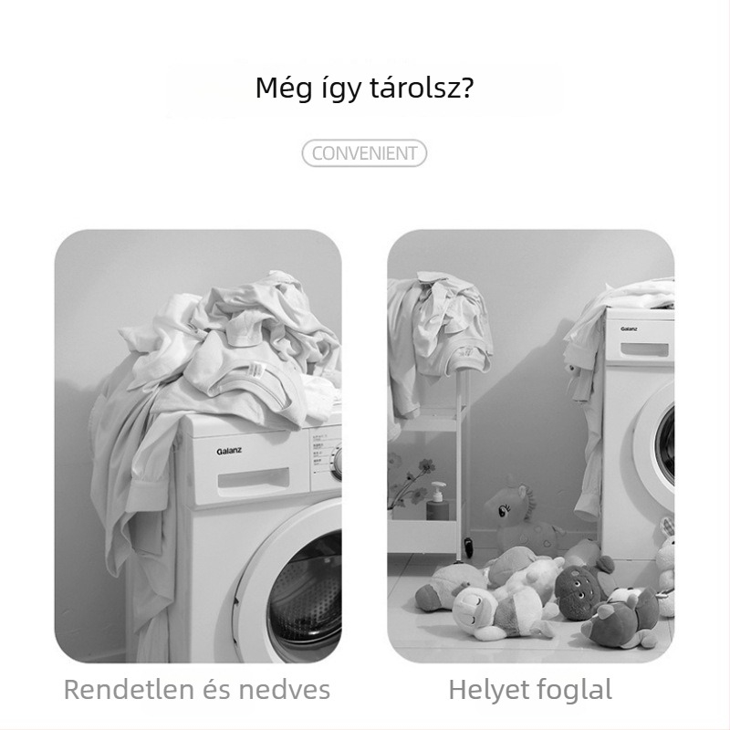 Hálós anyagú kosár szennyes ruhákhoz, összecsukható, falra szerelhető a fürdőszobába
