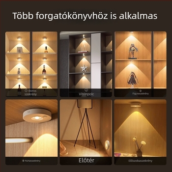 Távirányítós LED spotlámpa beépített akkumulátorral, mágnesesen öntapadós szenzoros világítás boroszekrényhez