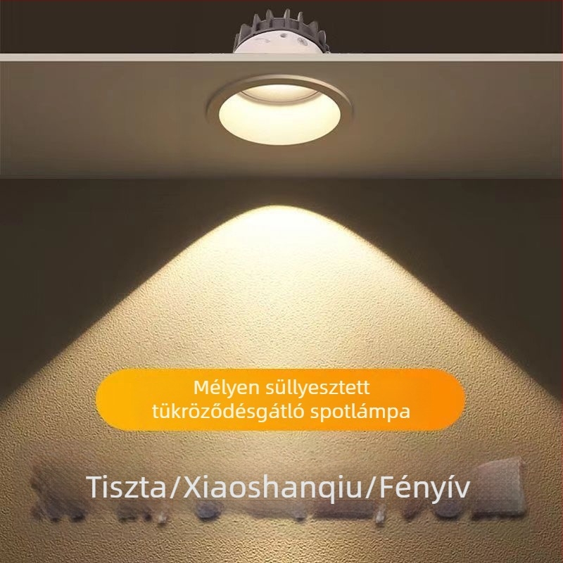 Beépített LED downlight anti‑glare funkcióval, nappalira, hengeres világítás és falmosó effekt