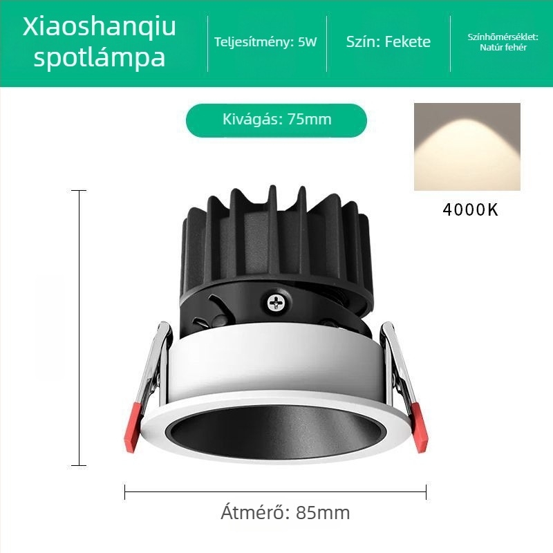Beépített LED downlight anti‑glare funkcióval, nappalira, hengeres világítás és falmosó effekt