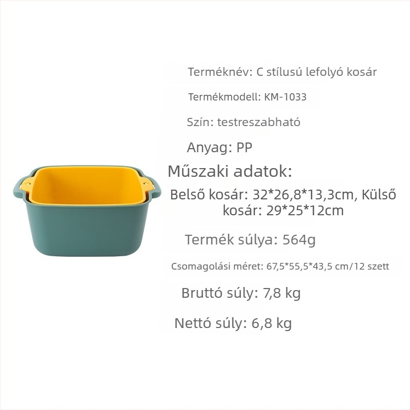 Kétoldalas összecsukható drenázskosár gyümölcsök és zöldségek mosásához, konyhai eszköz, helytakarékos dizájn