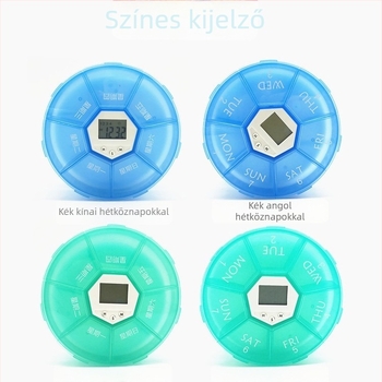 Nagy kapacitású tabletta doboz időzítővel, hordozható, átlátszó műanyag szervező, intelligens emlékeztető