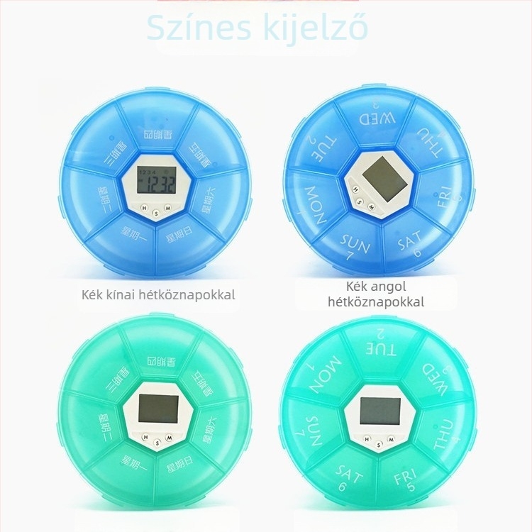Nagy kapacitású tabletta doboz időzítővel, hordozható, átlátszó műanyag szervező, intelligens emlékeztető