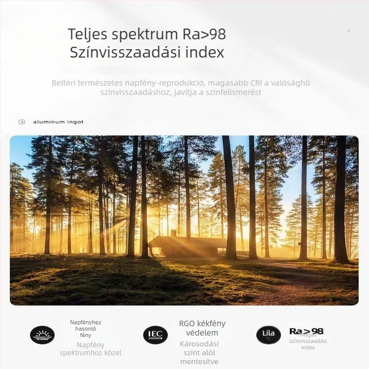 Beépített, kihúzható spotlámpa a nappali falát megvilágító, állítható fénysugárral, anti-glare és teljes spektrumú intelligens világítás