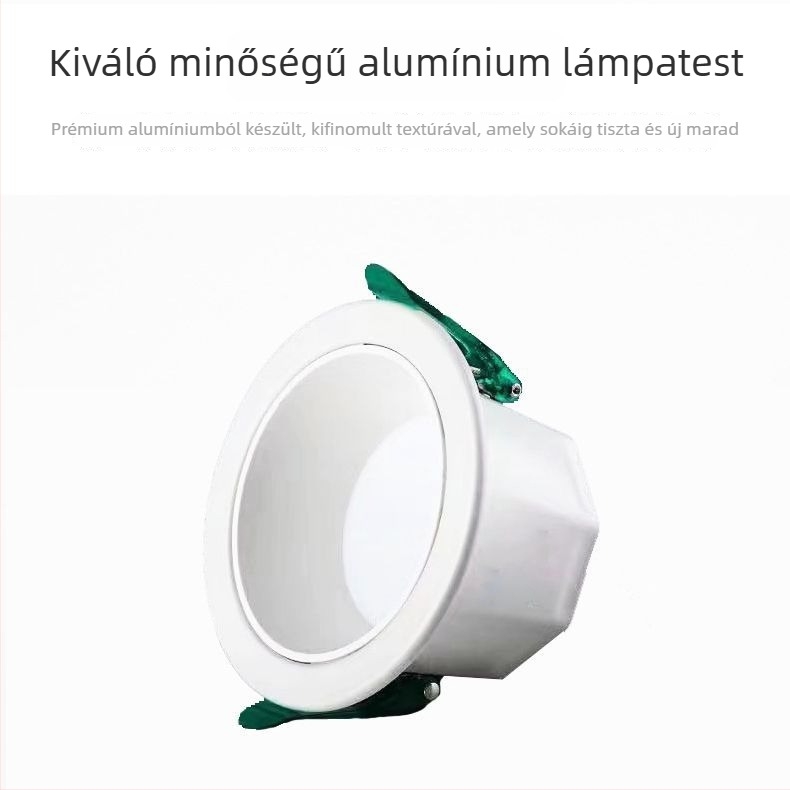 Beépített mély LED downlight háromszínű fényerősség-beállítással, szállodai nappalik és otthoni használatra, anti‑visszaverődés, magas CRI, 220V, alumínium test, rejtett felszerelés