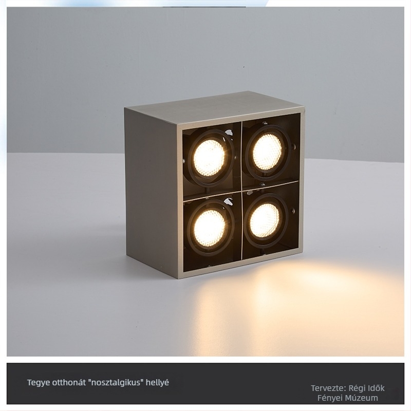 Négyfejű, négyzet alakú felületi mennyezeti downlight lámpák, anti-glare, szemvédő, nappalira és hálószobára