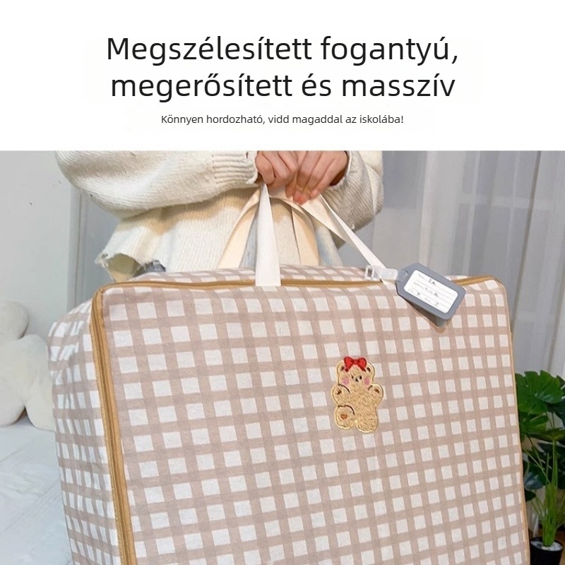 Medve témájú tárolótáska óvodai ruhákhoz és paplanokhoz, nagy kapacitású