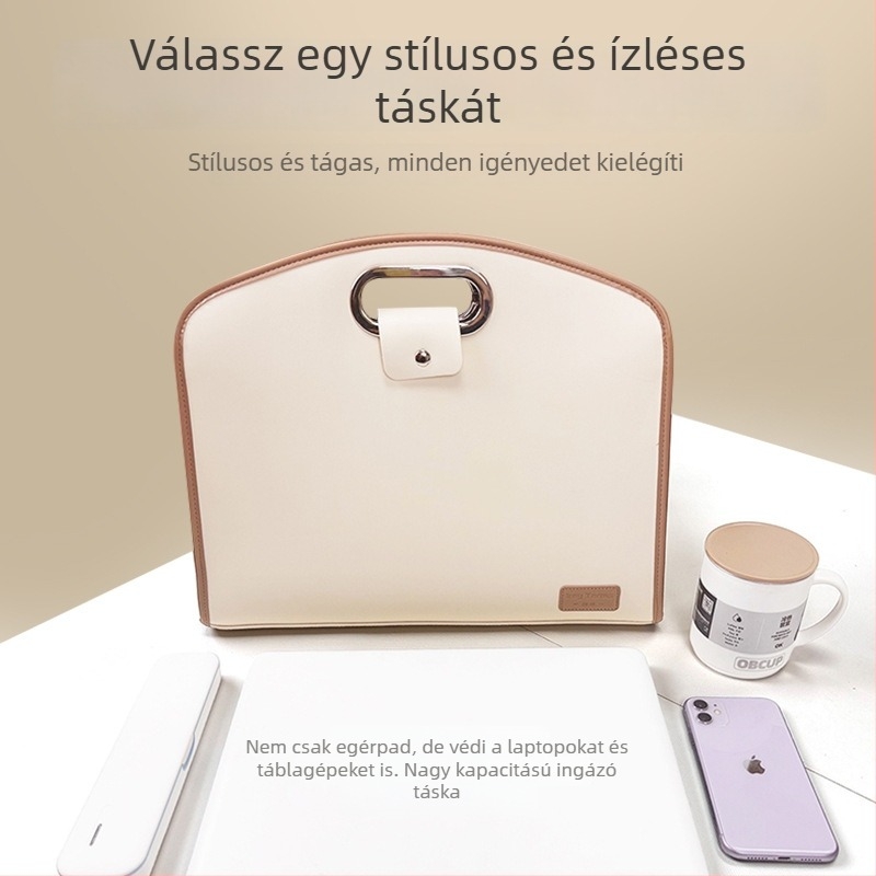16 colos minimalist laptoptáska, prémium uniszex üzleti aktatáska, hordozható, PU műbőr, egyszínű