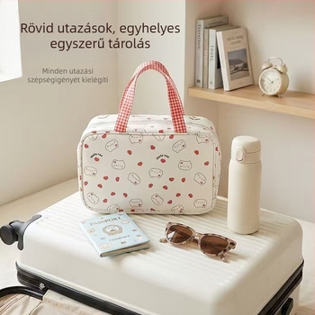 Nagy kapacitású sminktáska nőknek rekeszekkel, hordozható utazási kozmetikai és higiéniai szervező