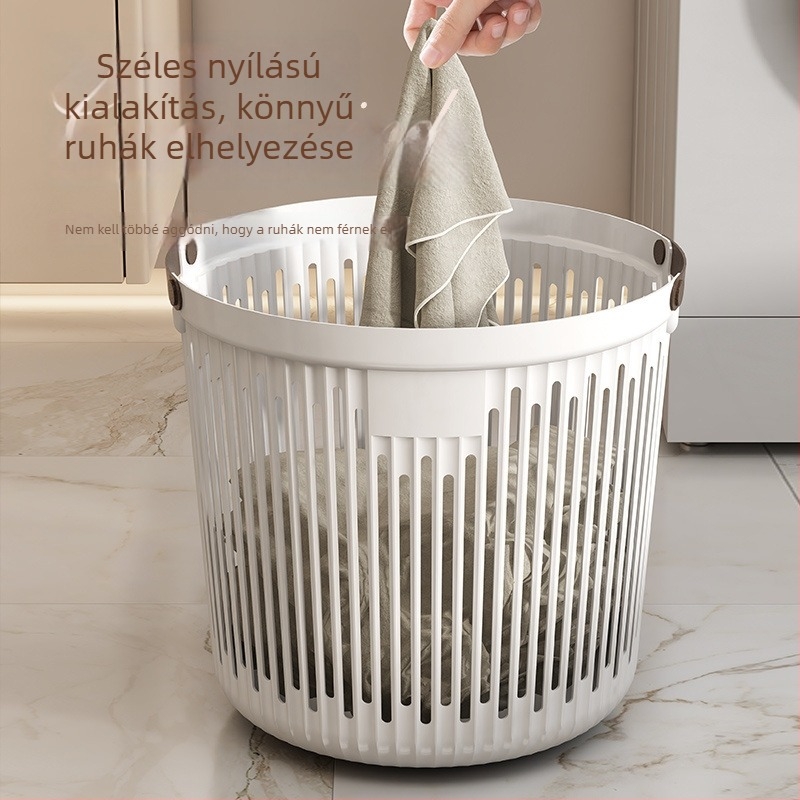 Nagy kapacitású műanyag ruhaszennyes kosár, fürdőszobába vagy kollégiumba