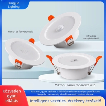 Beépített infravörös mozgásérzékelős downlight, késleltetett kikapcsolással, folyosókhoz és hotelfolyosókhoz; ultraérzékeny intelligens világítás