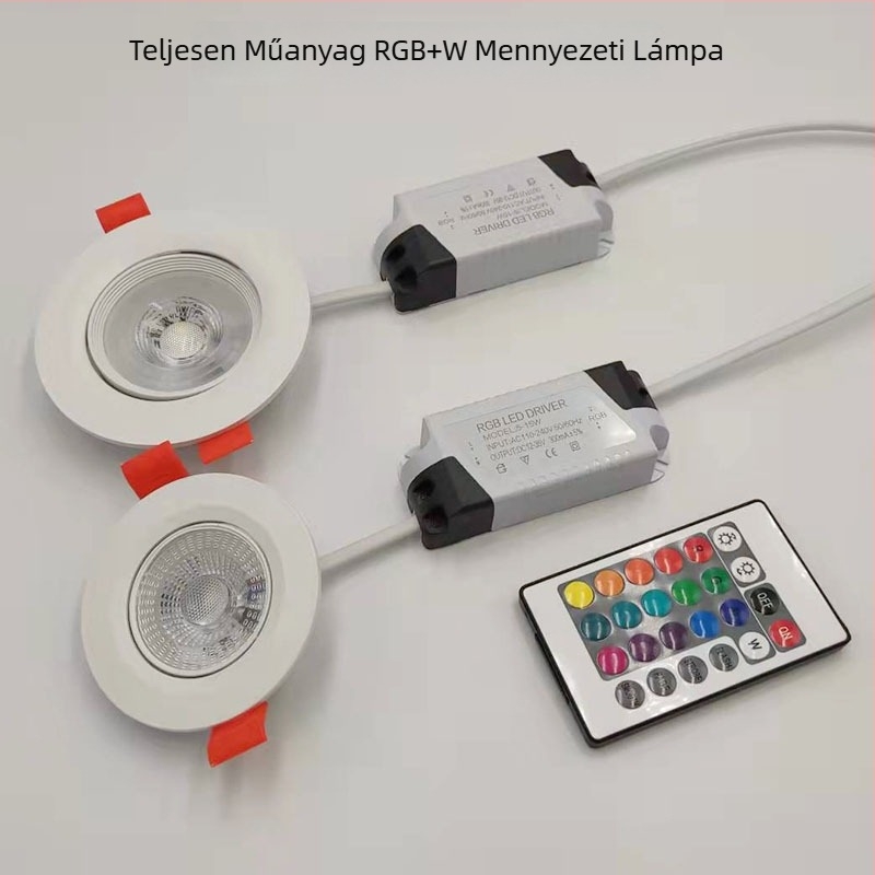 RGB LED beépíthető mennyezeti downlight, 3W, távirányítóval, alumínium ház