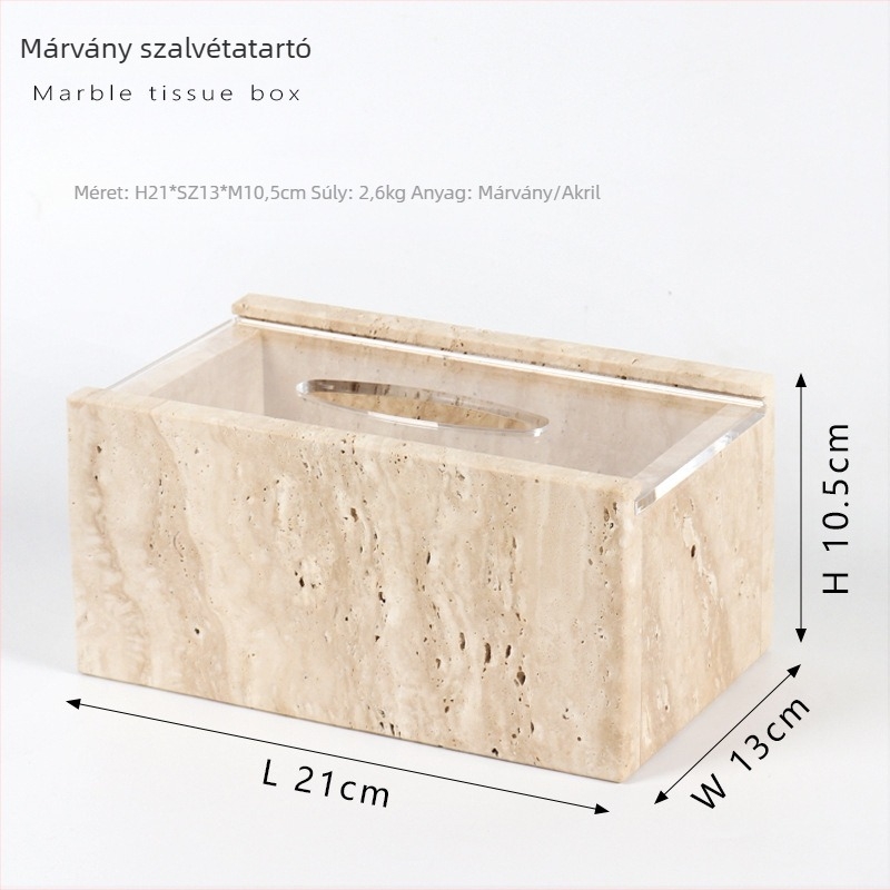 Modern minimalista márvány papírzsebkendő doboz otthonra, szállodába és villába; ideális nappalira és dohányzóasztalra