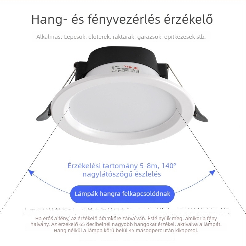 LED downlight hangvezérléssel, radaros és infravörös mozgásérzékelővel