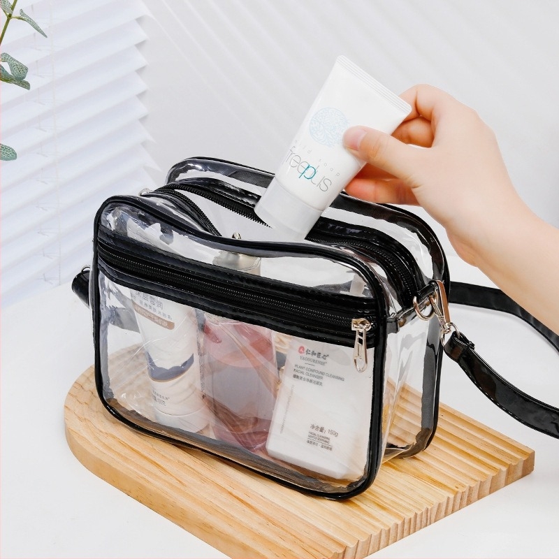PVC sminktáska keresztpántos kivitelben, különleges dizájn, vízálló, nagy kapacitású, minimalist tároló