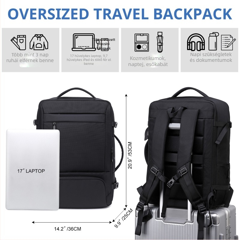 Z-MGKISS Üzleti utazáshoz tervezett 16 colos laptop hátizsák, nagy kapacitású Oxford anyag, USB-porttal