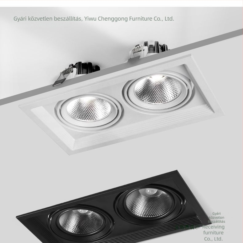 LED beépített mennyezeti downlight egy-/két-/háromfejű, téglalap alakú rács, nappali világítótest, új modell