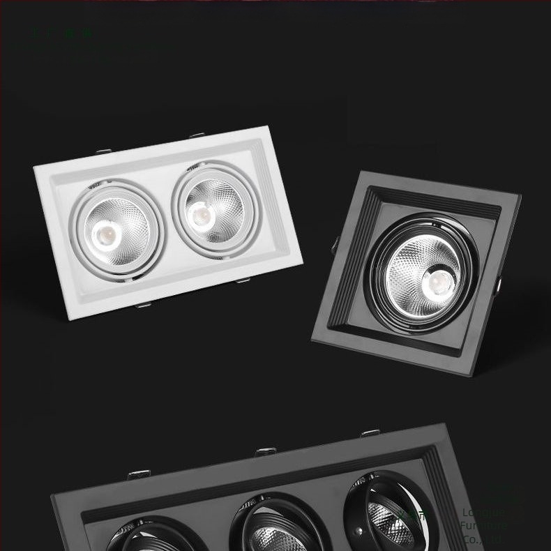 LED beépített mennyezeti downlight egy-/két-/háromfejű, téglalap alakú rács, nappali világítótest, új modell