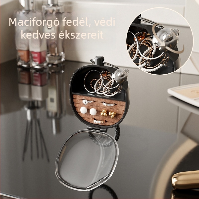 Ékszerdoboz rekeszekkel fülbevalók, gyűrűk és nyakláncok számára; mini átlátszó utazó ékszerdoboz