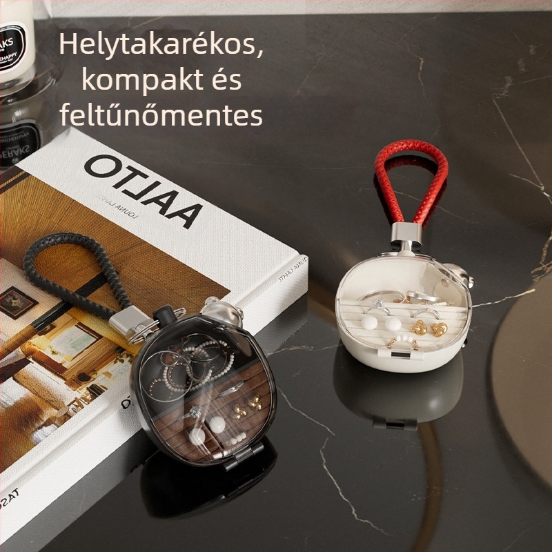 Ékszerdoboz rekeszekkel fülbevalók, gyűrűk és nyakláncok számára; mini átlátszó utazó ékszerdoboz