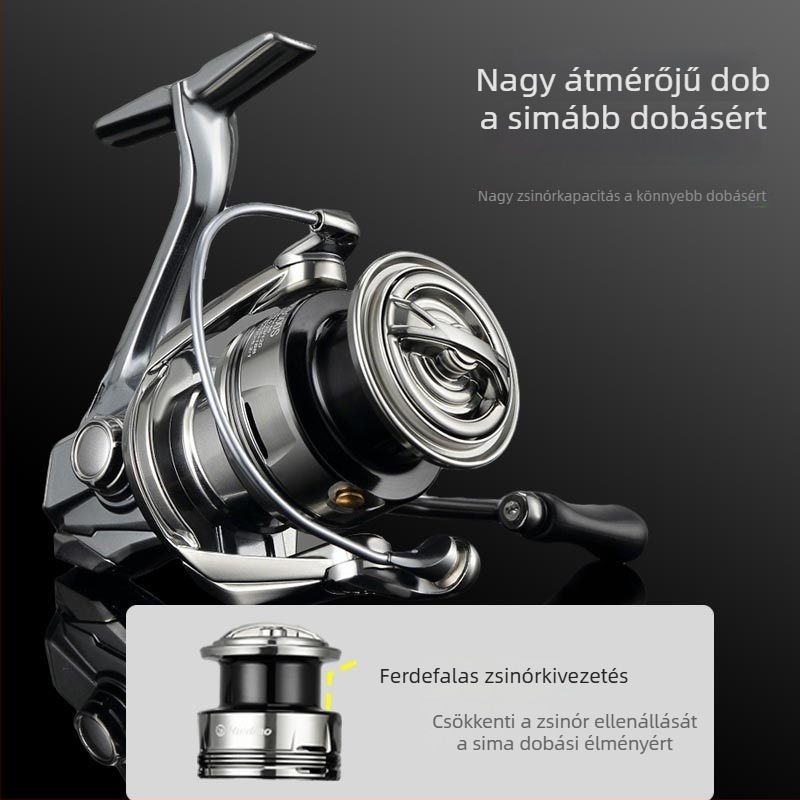 Új modell fém sekély orsóval, sima dobás hosszú dobásokhoz, csavaros fogantyúval