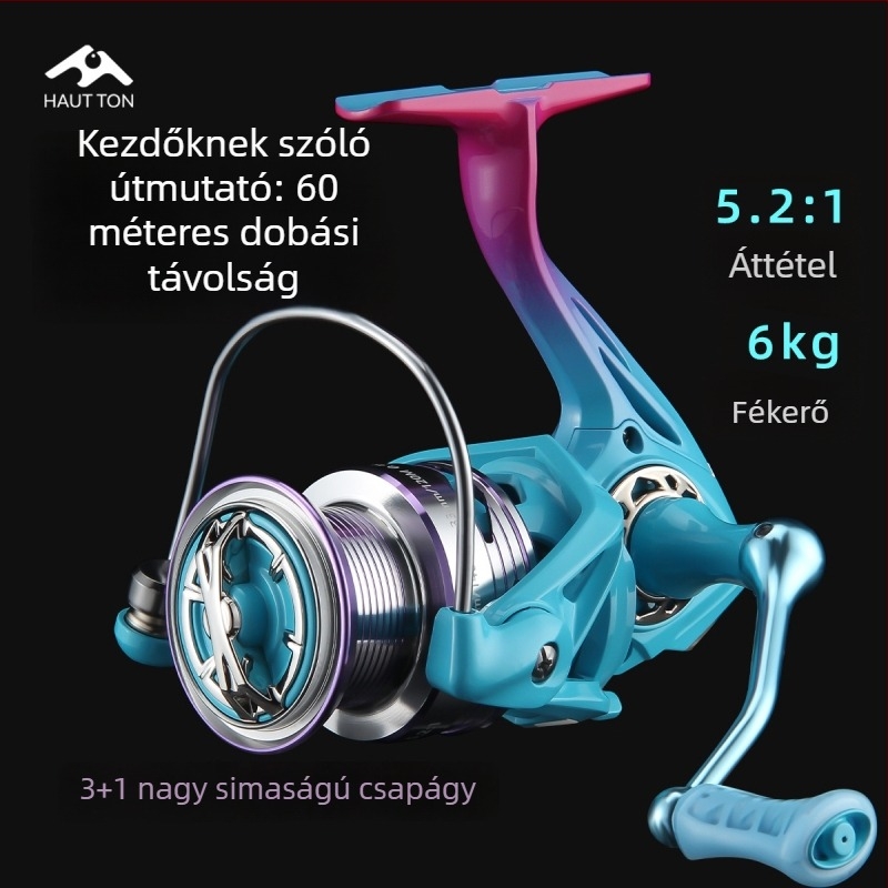 Haoton 3+1 csapágyas pergetőorsó, 5.2:1 arány, dupla hajtókar, mini orsó