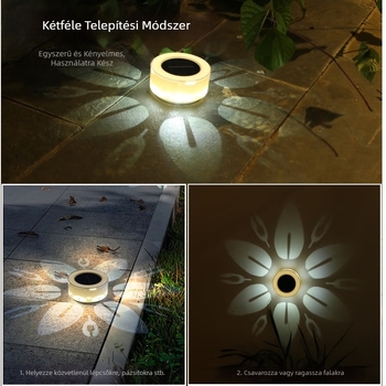 LED napelemes kertvilágítás külső lépcsőkhöz, öntapadós rögzítéssel, kerítés szenzoros világítás