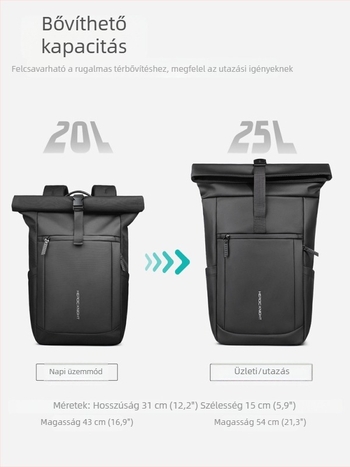 HeroicKnight Roll-Top férfi hátizsák, 20-35 literes kapacitás, mindennapi és utazási használatra, 15 hüvelykes laptop, vízálló Oxford anyag