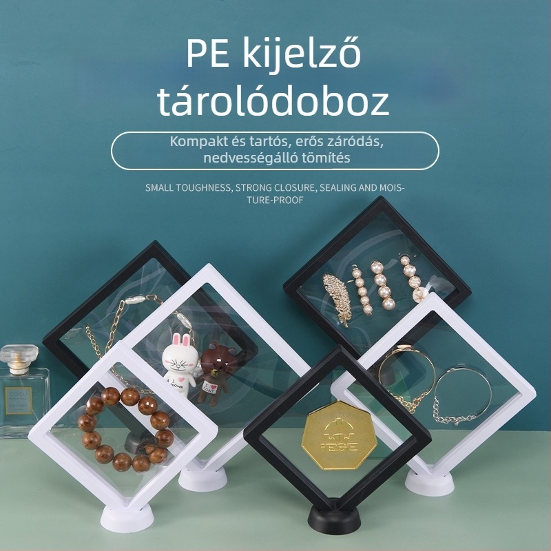 Hordozható ékszerdoboz bemutatóval és fóliás csomagolással fülbevalókhoz