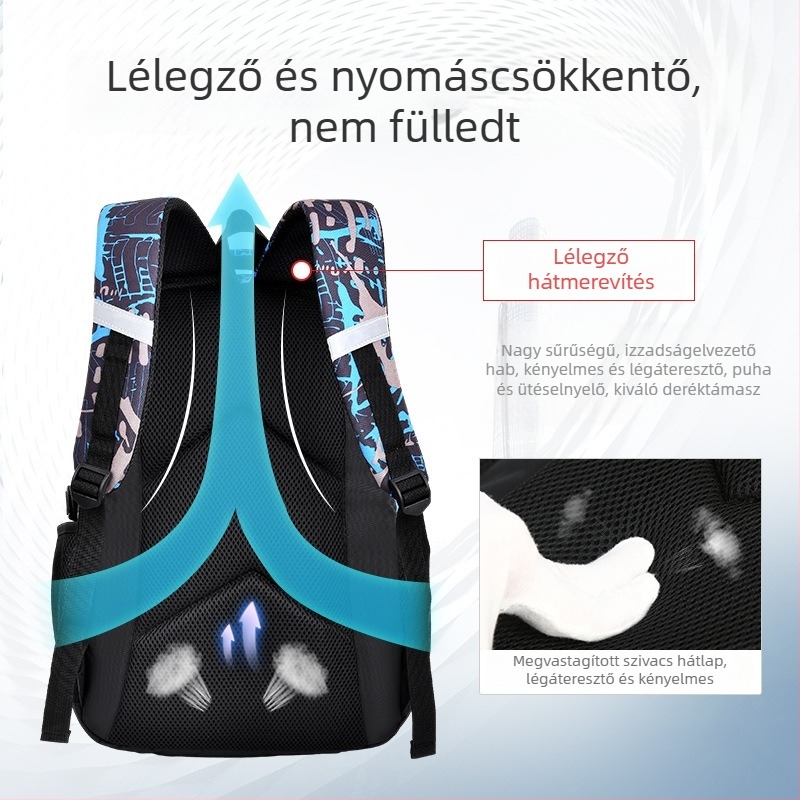 Légáteresztő, vízálló, nagy kapacitású hátizsák diákok számára, könnyű patchwork dizájnnal, 15 hüvelykes laptophoz, iskola és utazás céljára