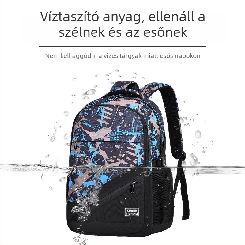 Légáteresztő, vízálló, nagy kapacitású hátizsák diákok számára, könnyű patchwork dizájnnal, 15 hüvelykes laptophoz, iskola és utazás céljára