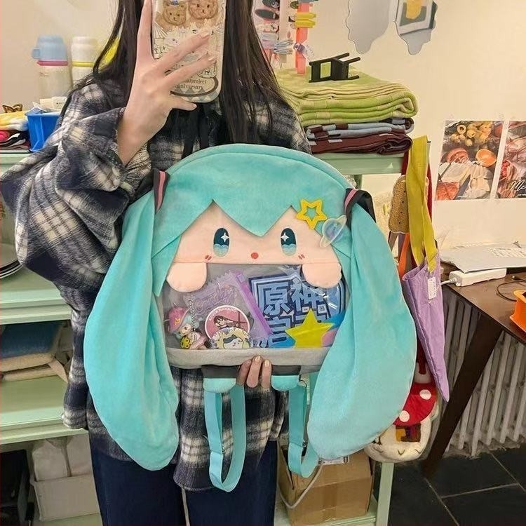 Japán stílusú Hatsune Miku hátizsák, aranyos karikatúra lány dizájnnal, diáknak való váll- és hátizsák, anime 2D inspiráció