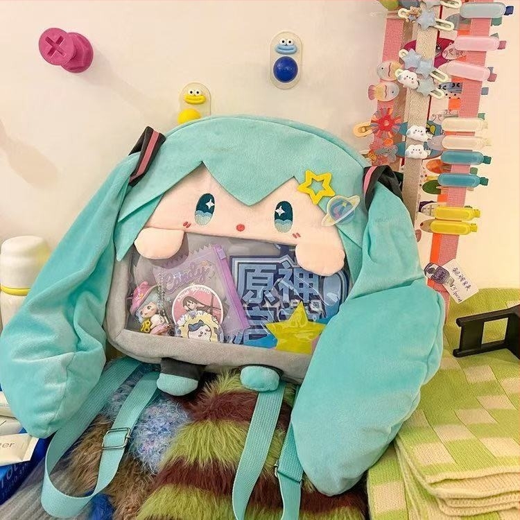 Japán stílusú Hatsune Miku hátizsák, aranyos karikatúra lány dizájnnal, diáknak való váll- és hátizsák, anime 2D inspiráció