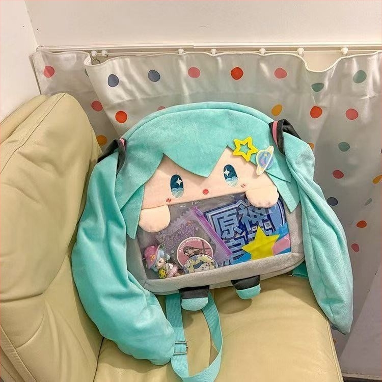 Japán stílusú Hatsune Miku hátizsák, aranyos karikatúra lány dizájnnal, diáknak való váll- és hátizsák, anime 2D inspiráció