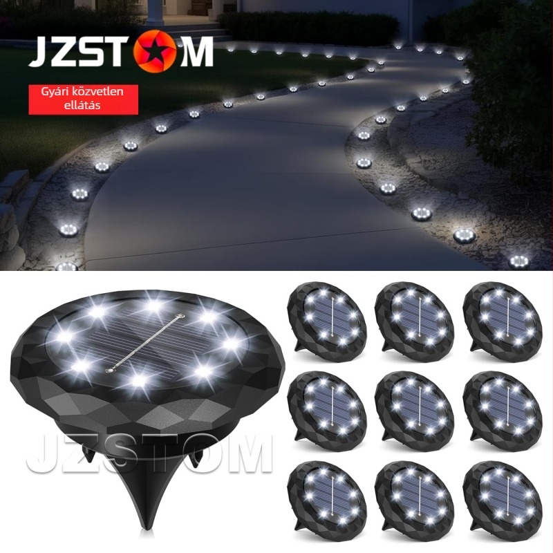 Napelemes talajfény kerthez, vízálló kültéri tájvilágítás