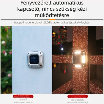 Napelemmel működő kültéri falikar kerthez és udvarhoz, vízálló tájépítésű oszloplámpa földbe szúrható
