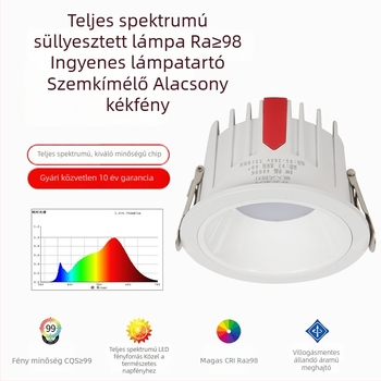 LED beépített downlight, tükröződésmentes és vibrálásmentes mennyezeti világítás a nappaliba és a hálószobába; falvilágítás