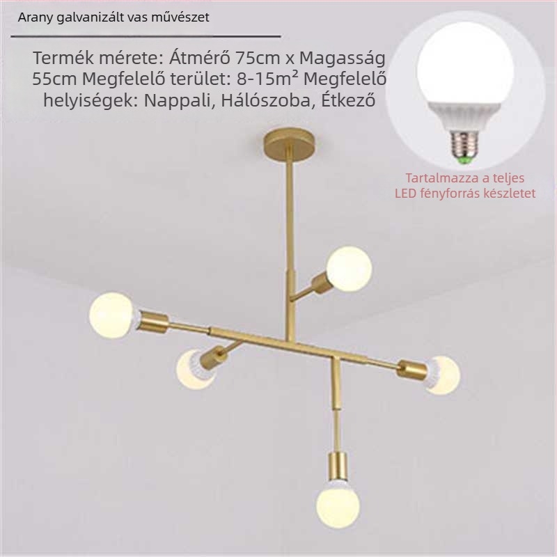 Skandináv postmodern minimalistikus ágcsillár geometriai vonalakkal, nappaliba és étkezőbe