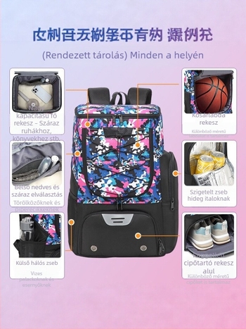 Diákhátizsák kosárlabdázáshoz, nagy kapacitású, többfunkciós sporttáska férfiak és nők számára, fiataloknak, vízálló, külön cipőrekesszel