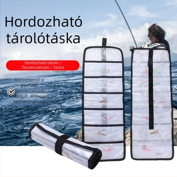 Roll típusú horgászcsalihordozó táska, nagy kapacitású, hordozható, átlátszó, összecsukható felszerelés- és kiegészítő tároló
