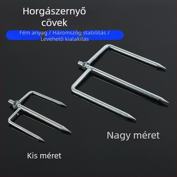 Fém földbe szúrható tartó horgász esernyőhöz, háromszög alakú fejjel és esernyőállvánnyal