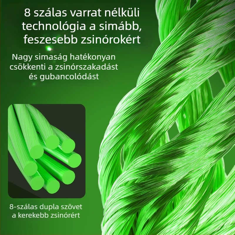 PE horgász fő damil, 12-szálas, 8-szálas, sima hosszú dobásokhoz, fekete