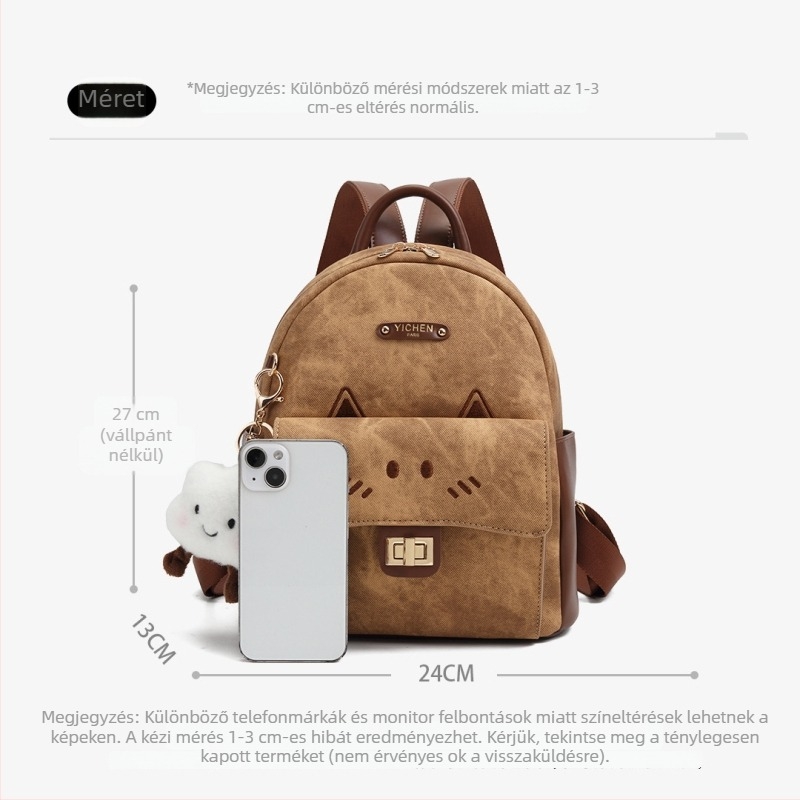 Yichen Caramel Meow – Női nagykapacitású, könnyű hátizsák, szennyeződésálló, preppy stílusú iskolatáska, modell 25667-1