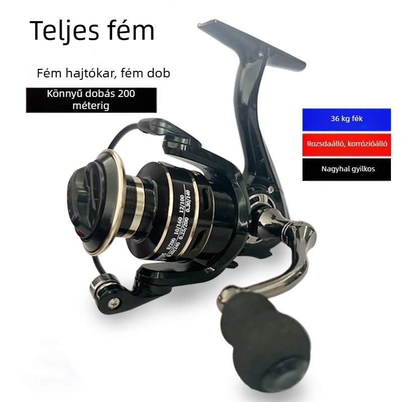 Teljesen fémből készült spinningorsó hosszú dobásokhoz tengeri horgászathoz