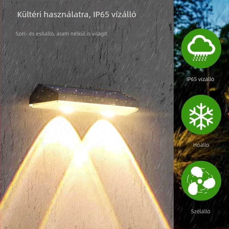Napeneréses falikar kültéri használatra, vízálló terasz- és erkélyvilágítás, kerthez hangulatos dekoráció és világítás, spotlámpák